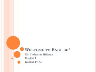 Welcome to English!