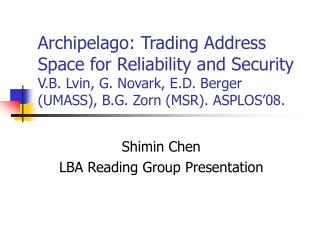 Shimin Chen LBA Reading Group Presentation