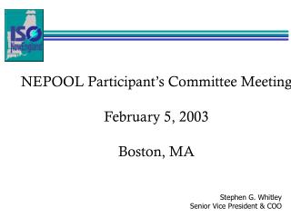 NEPOOL Participant’s Committee Meeting February 5, 2003 Boston, MA