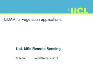 LiDAR for vegetation applications