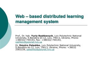 Web – based distributed learning management system