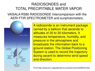 RADIOSONDES and TOTAL PRECIPITABLE WATER VAPOR