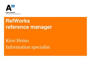RefWorks reference manager