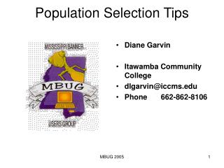 Population Selection Tips