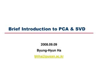 Brief Introduction to PCA &amp; SVD