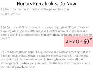 Honors Precalculus : Do Now