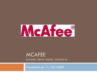 McAfee Suyang “ sean ” hong , yanyan xu