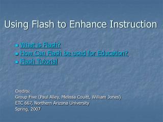 Using Flash to Enhance Instruction