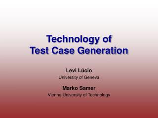 Technology of Test Case Generation