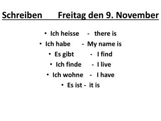 Schreiben Freitag den 9. November