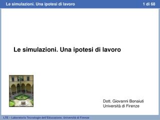 Le simulazioni. Una ipotesi di lavoro