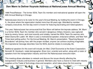 Don Mann to Deliver Keynote Address at NationaLease Annual Meeting