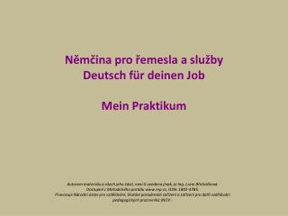 Němčina pro řemesla a služby Deutsch f ü r deinen Job Mein Praktikum