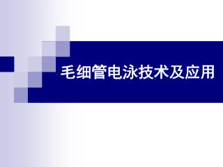 毛细管电泳技术及应用