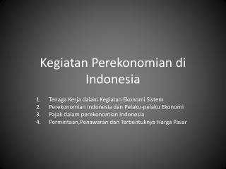 Kegiatan Perekonomian di Indonesia