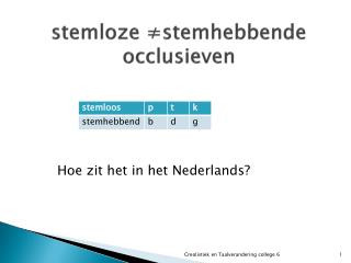 stemloze ≠stemhebbende occlusieven