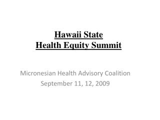 Hawaii State Health Equity Summit