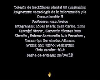 Colegio de bachilleres plantel 08 cuajimalpa Asignatura: tecnología de la información y la