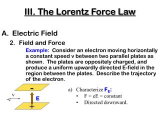 III. The Lorentz Force Law