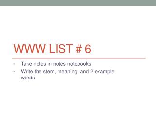 WWW List # 6