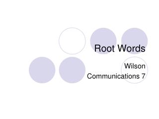 Root Words