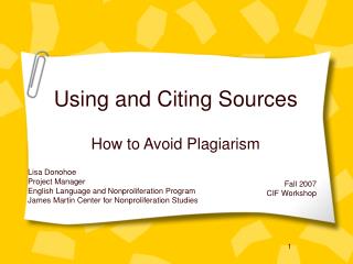 Using and Citing Sources