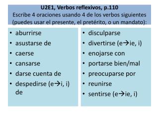 aburrirse asustarse de caerse cansarse darse cuenta de despedirse ( e i , i ) de