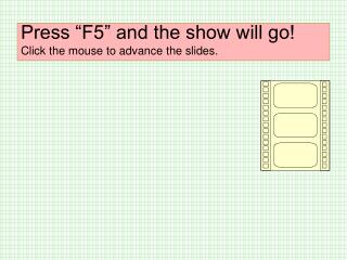 Press “F5” and the show will go! Click the mouse to advance the slides.