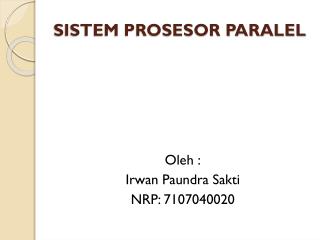 SISTEM PROSESOR PARALEL