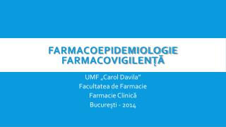 Farmacoepidemiologie farmacovigilență