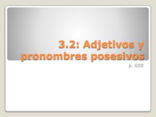 3.2: Adjetivos y pronombres posesivos