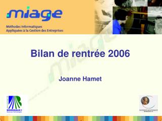 Bilan de rentrée 2006 Joanne Hamet
