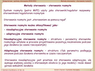 Metody sterowania – sterowanie rozmyte