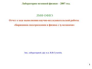 Лаборатория мезонной физики – 200 7 год.