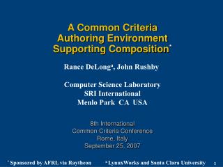 A Common Criteria Authoring Environment Supporting Composition *