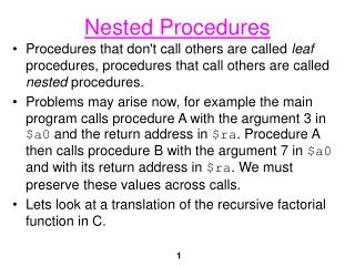 Nested Procedures