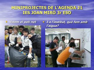 MINIPROJECTES DE L’AGENDA 21 IES JOAN MIRÓ 3r ESO