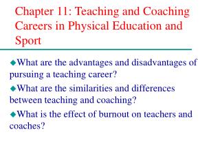 Chapter 11: Teaching and Coaching Careers in Physical Education and Sport