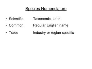 Species Nomenclature