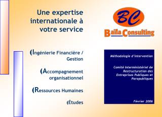 Une expertise internationale à votre service I ngénierie Financière / Gestion A ccompagnement organisationnel R essourc