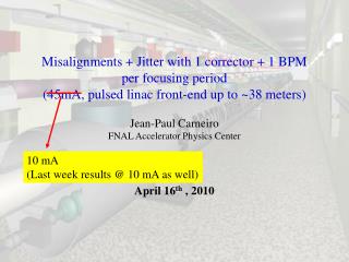 Misalignments + Jitter with 1 corrector + 1 BPM per focusing period