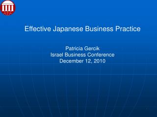 Effective Japanese Business Practice