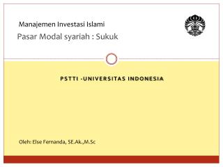 Pasar Modal syariah : Sukuk