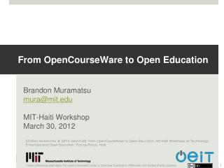 From OpenCourseWare to Open Education