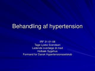 Behandling af hypertension