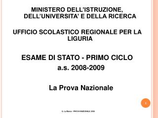 MINISTERO DELL’ISTRUZIONE, DELL’UNIVERSITA’ E DELLA RICERCA