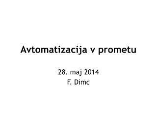 Avtomatizacija v prometu