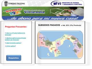 SUBSIDIOS PAGADOS a feb. 2012 (Por Provincia)