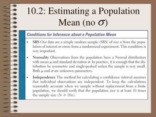 10.2: Estimating a Population Mean (no )