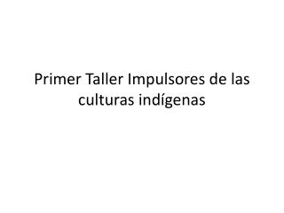 Primer Taller Impulsores de las culturas indígenas